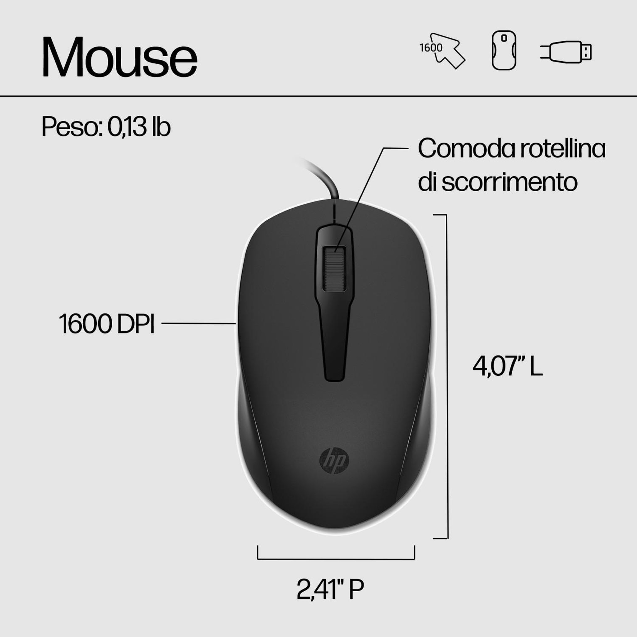 Voir la diapositive 3 : HP HP 150 Wired Mouse and Keyboard clavier Souris incluse USB Noir
