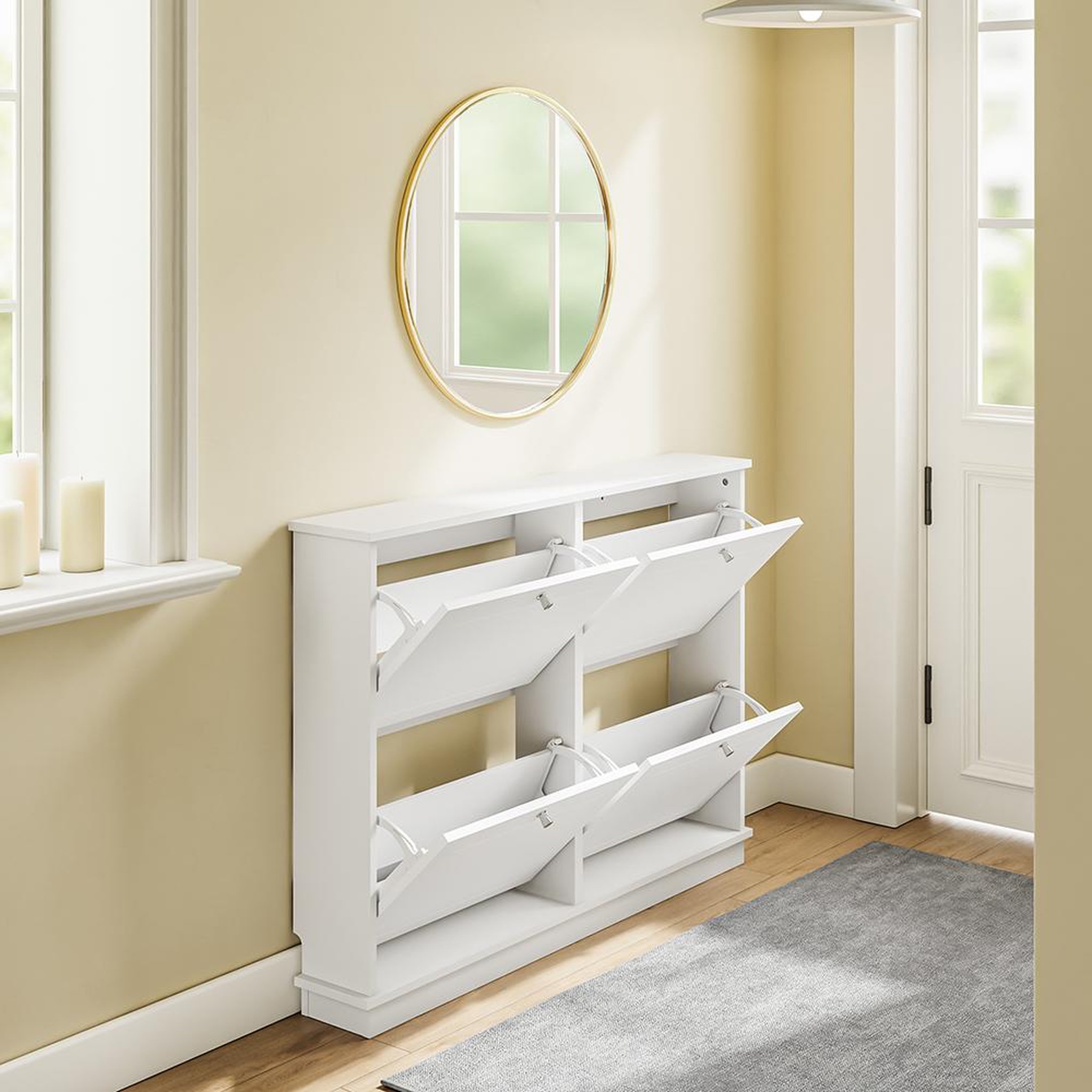 Voir la diapositive 5 : SOBUY Armoire à chaussures Blanc 105x48x78 cm FSR216-W