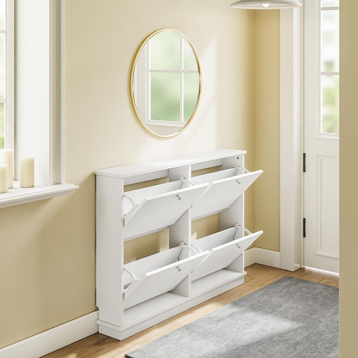 SOBUY Armoire à chaussures Blanc 105x48x78 cm FSR216-W