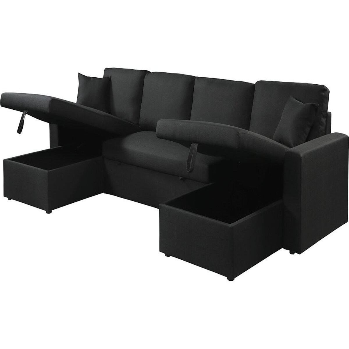 Habitat et Jardin Canapé d'angle panoramique convertible en tissu  Alain  - 4 places - Noir