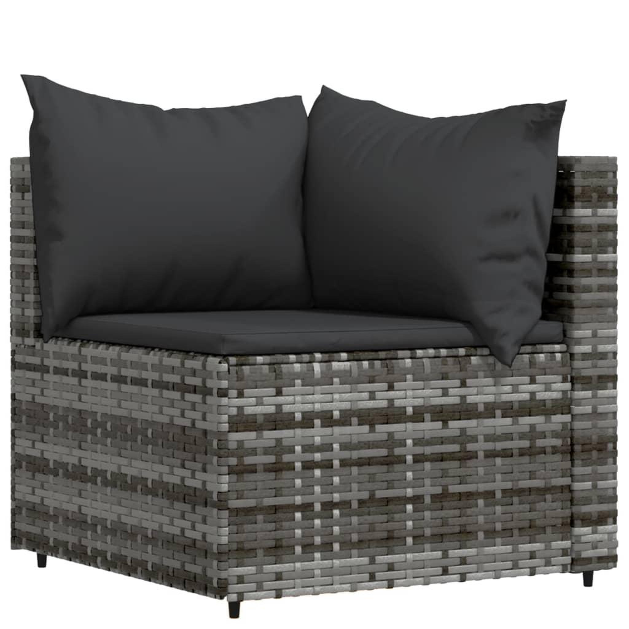 Voir la diapositive 4 : VIDAXL Salon de jardin 3 pcs avec coussins Gris Resine tressee