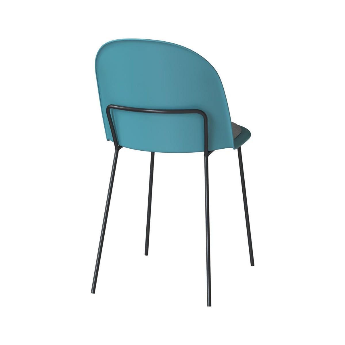 Rendez vous déco Lot de 2 chaises bleues en plastique, tissu gris et pieds en métal-Lulu