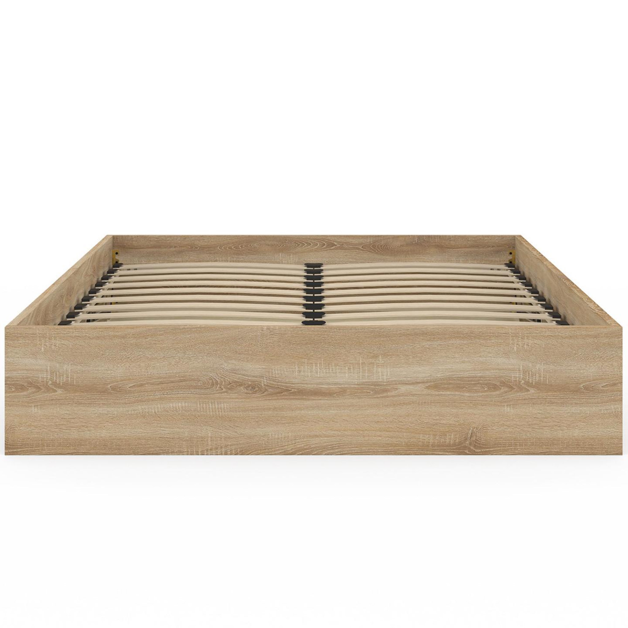 Voir la diapositive 3 : ID MARKET Lit coffre double sandside avec sommier 140 x 190 cm hêtre