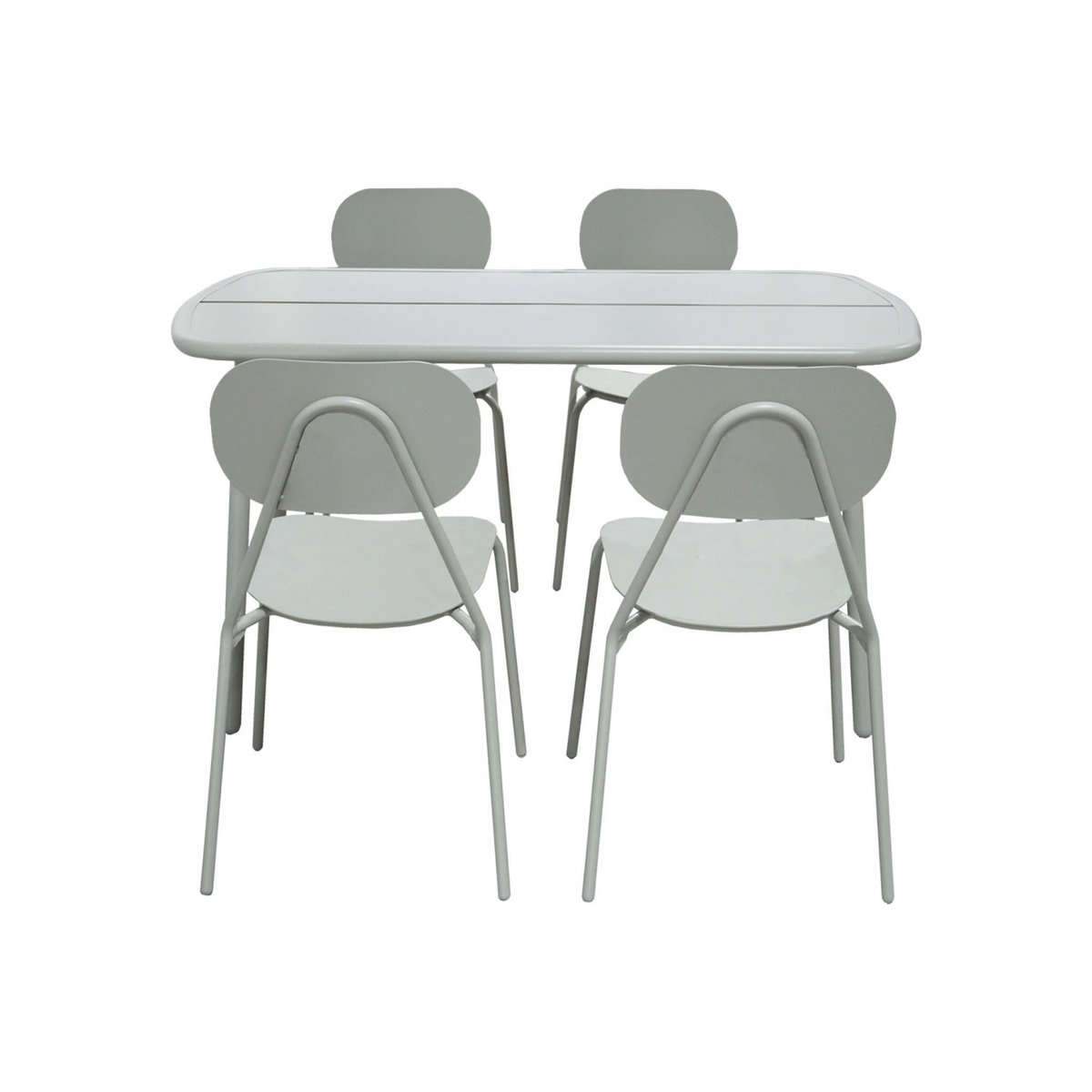 SWEEEK Table de jardin aluminium + 4 assises gris - Avelia