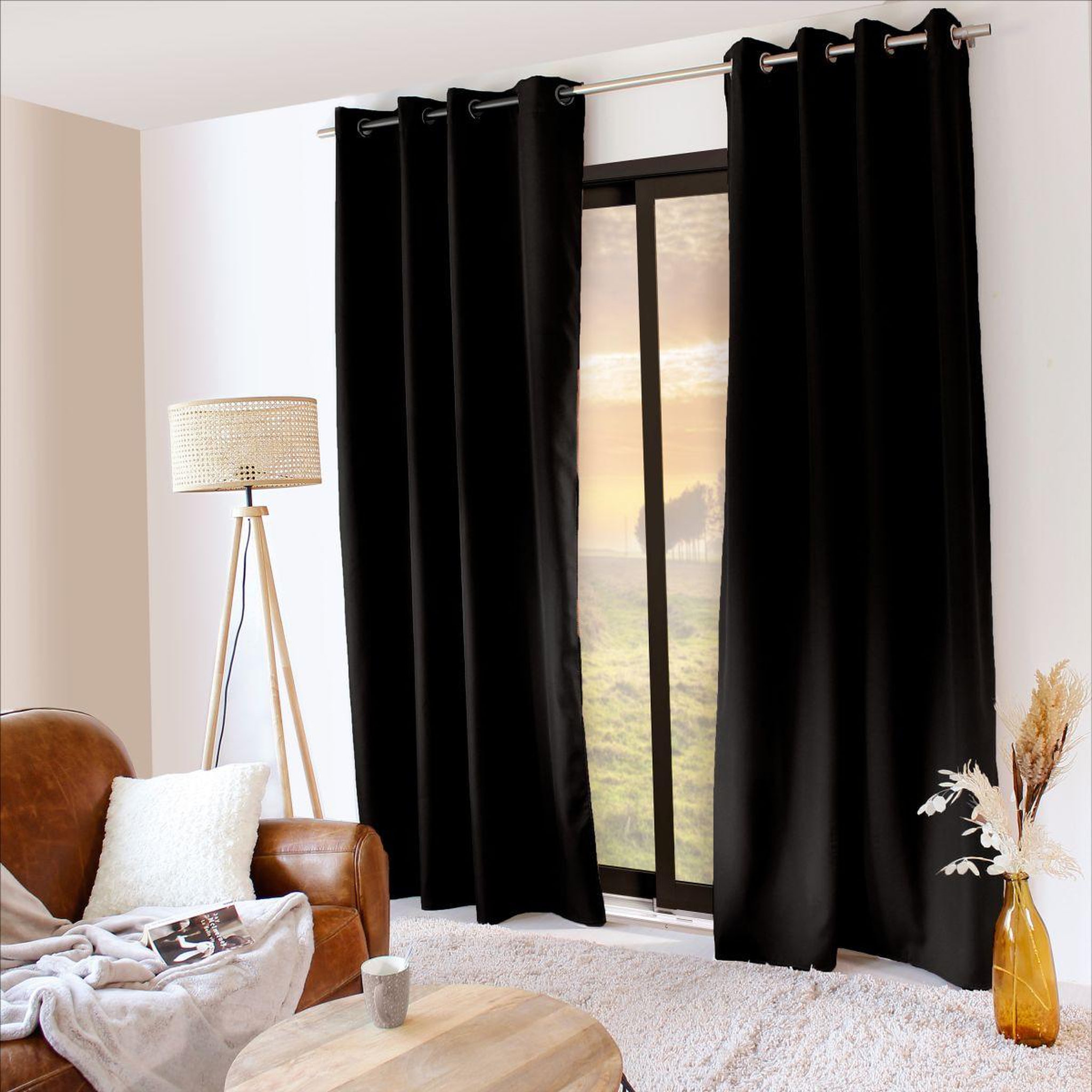 ENJOY HOME Rideau thermique occultant  glacier  135x240cm noir
