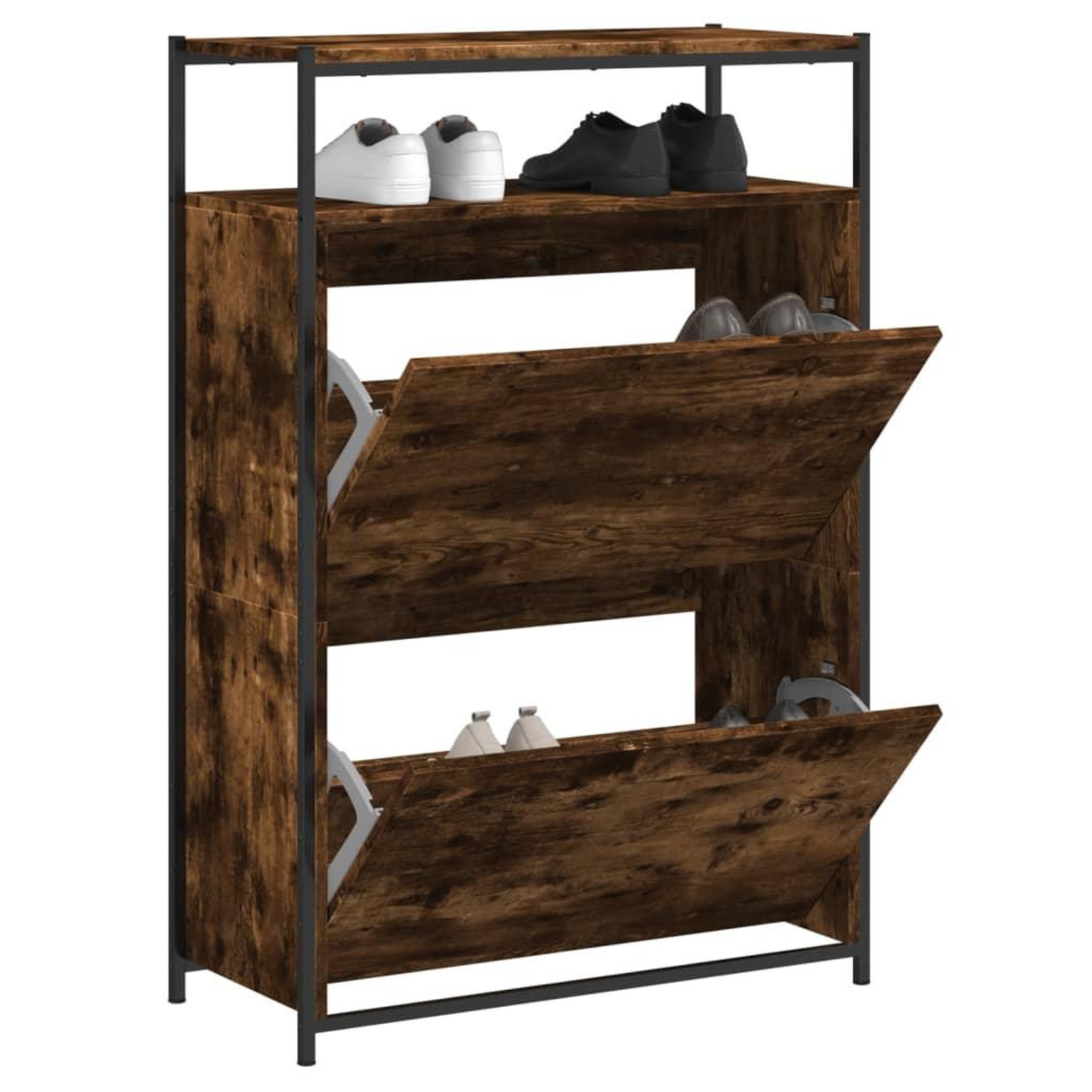 VIDAXL Armoire a chaussures chene fume 75x34x112 cm bois d'ingenierie