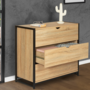 Voir la diapositive 2 : ID MARKET Commode 3 tiroirs DETROIT 80 cm design industriel