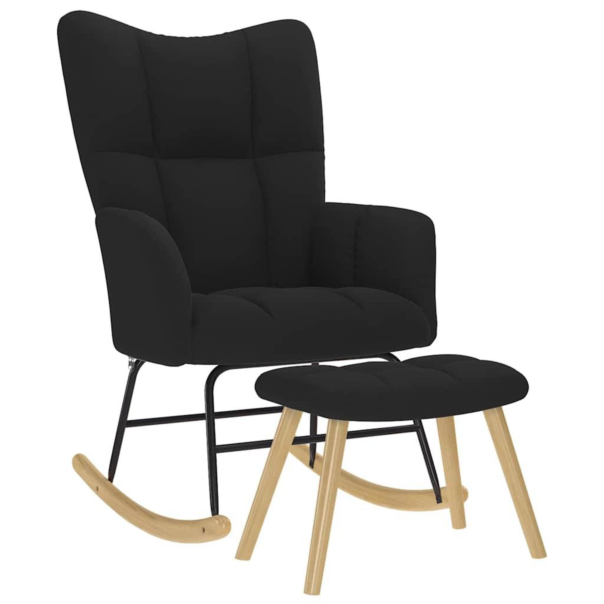 Voir la diapositive 2 : VIDAXL Chaise a bascule avec repose-pied Noir Tissu