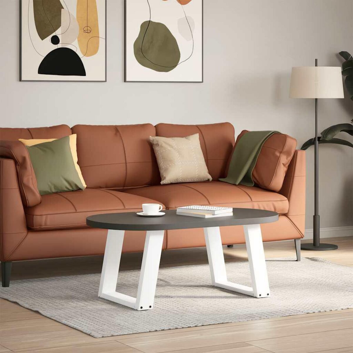 VIDAXL Pieds de table basse forme de U 2 pcs blanc 50x(42-43) cm acier