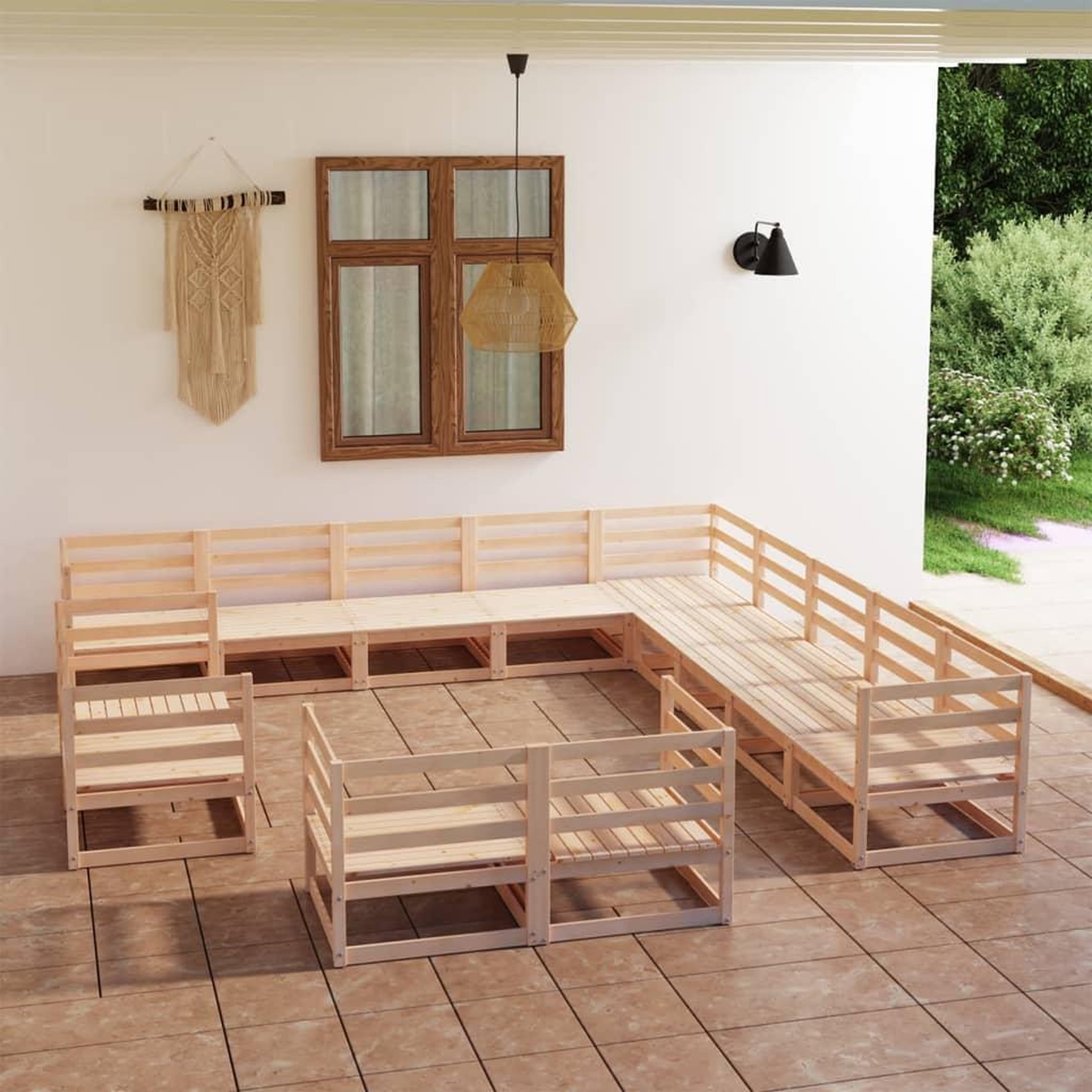 Voir la diapositive 1 : VIDAXL Salon de jardin 13 pcs bois de pin massif