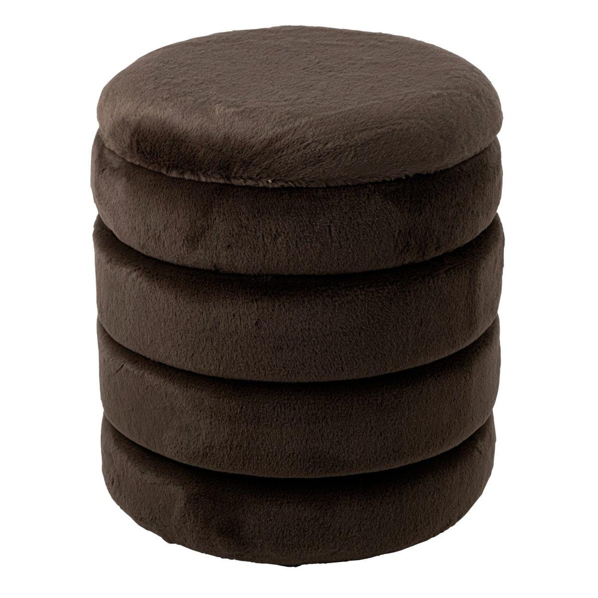J-LINE Pouf coffre imitation fourrure  cotton  47cm marron