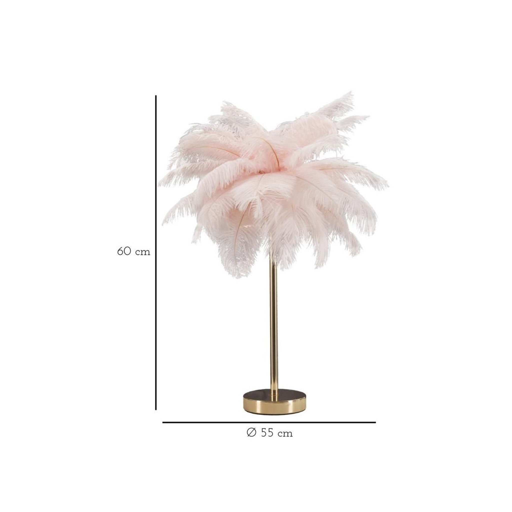 Voir la diapositive 6 : Paris Prix Lampe à poser imitation plume  palm  60cm or & rose