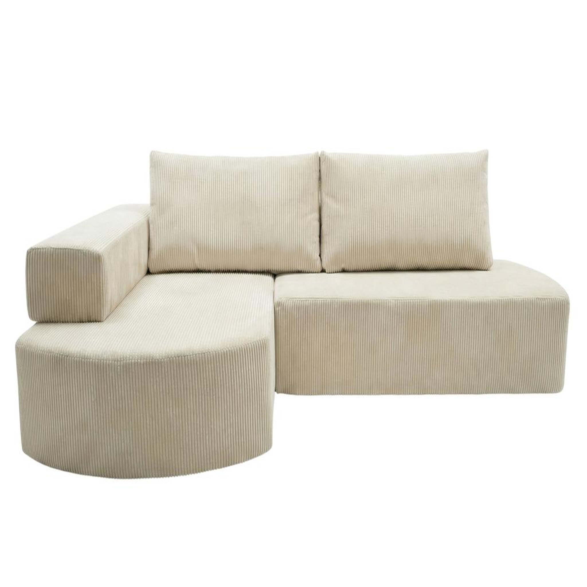 CASANOVA PARIS Mirea - canapé d'angle convertible velours côtelé 4 places gauche. Coloris disponibles : Beige, Jaune, Orange, Gris, Bleu, Vert