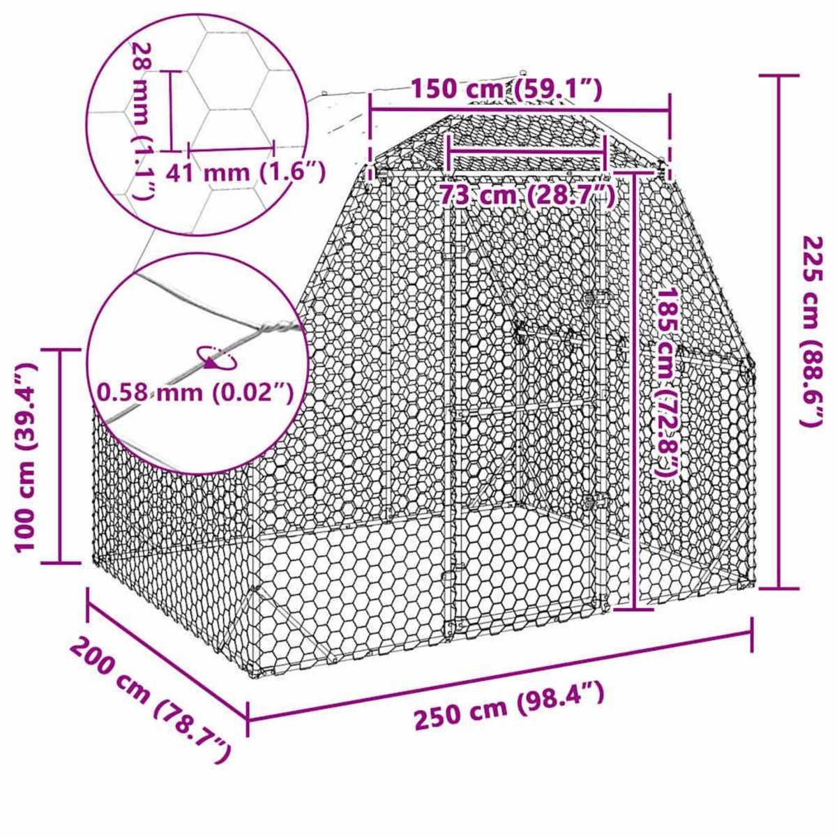 VIDAXL Poulailler avec toit 2,5x2x2,25 m acier galvanise