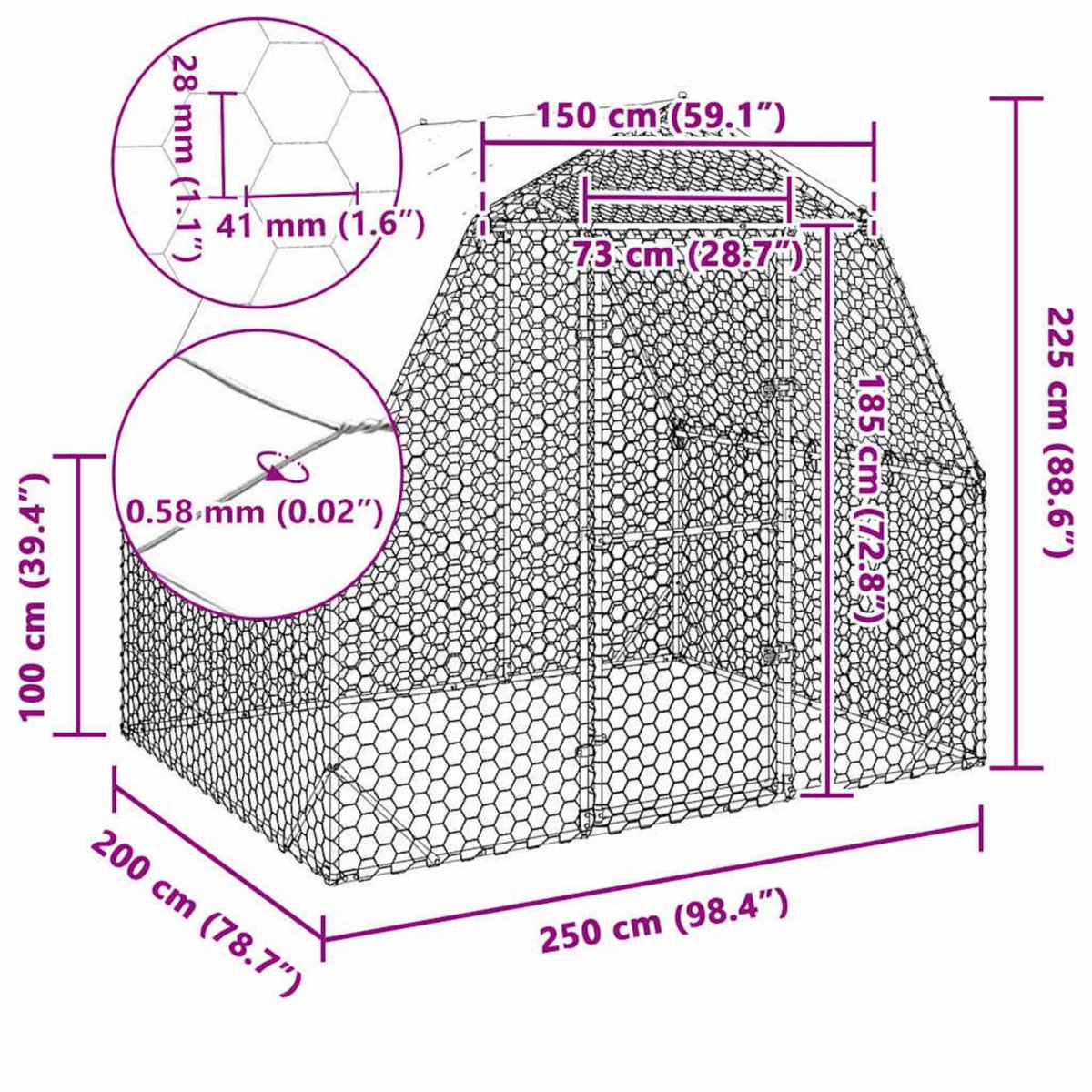 VIDAXL Poulailler avec toit 2,5x2x2,25 m acier galvanise