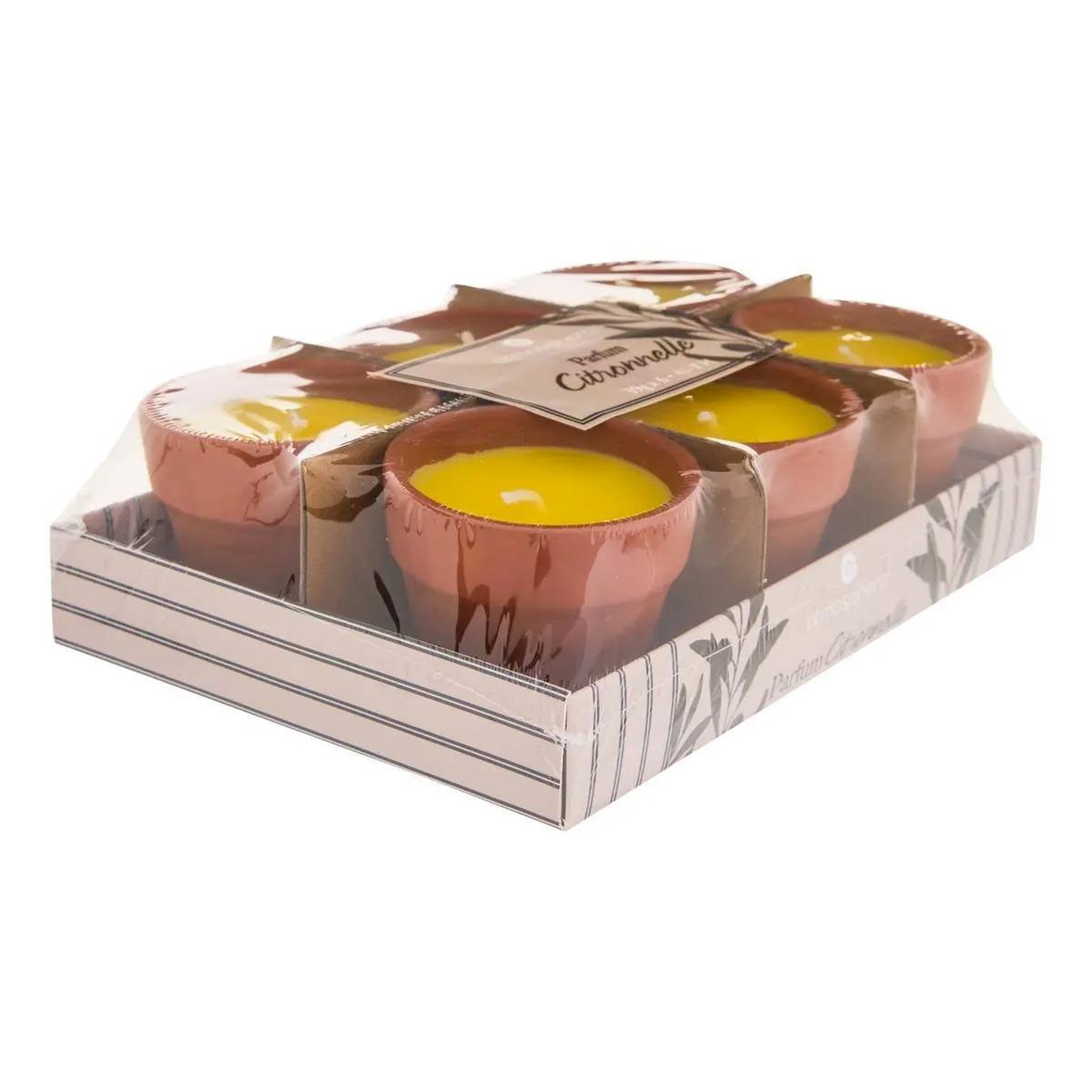 Voir la diapositive 2 : ATMOSPHERA Lot de 6 bougies parfumées en terre cuite  terry  40g citronnelle