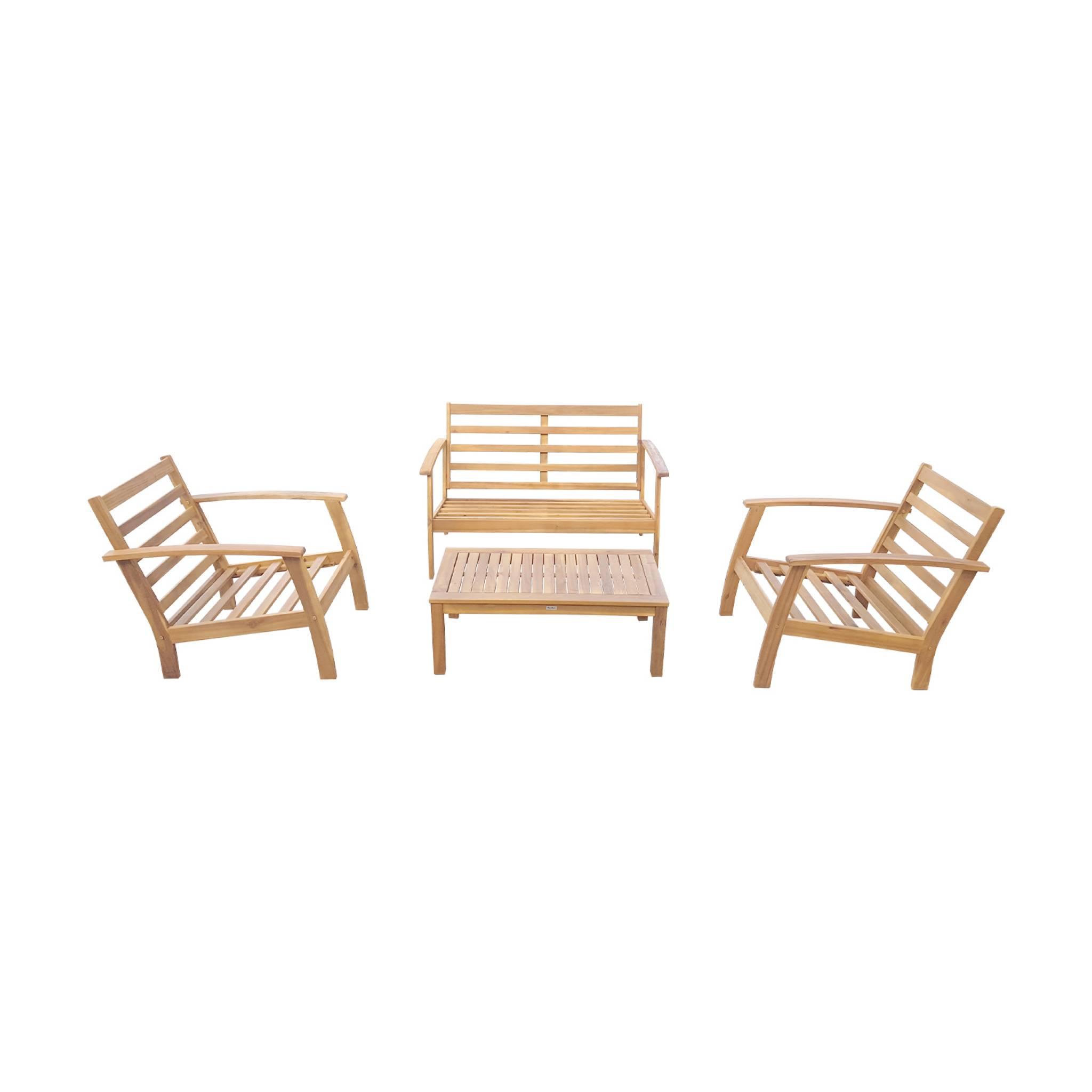 Voir la diapositive 5 : SWEEEK Salon de jardin en bois 4 places - Ushuaïa - Canapé, fauteuils et table basse en acacia, design