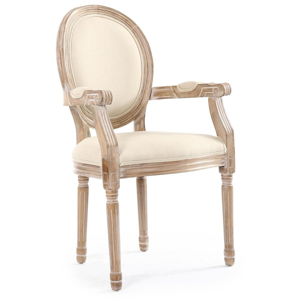 Paris Prix Lot de 2 Chaises Médaillon Tissu  Versailles  95cm Beige