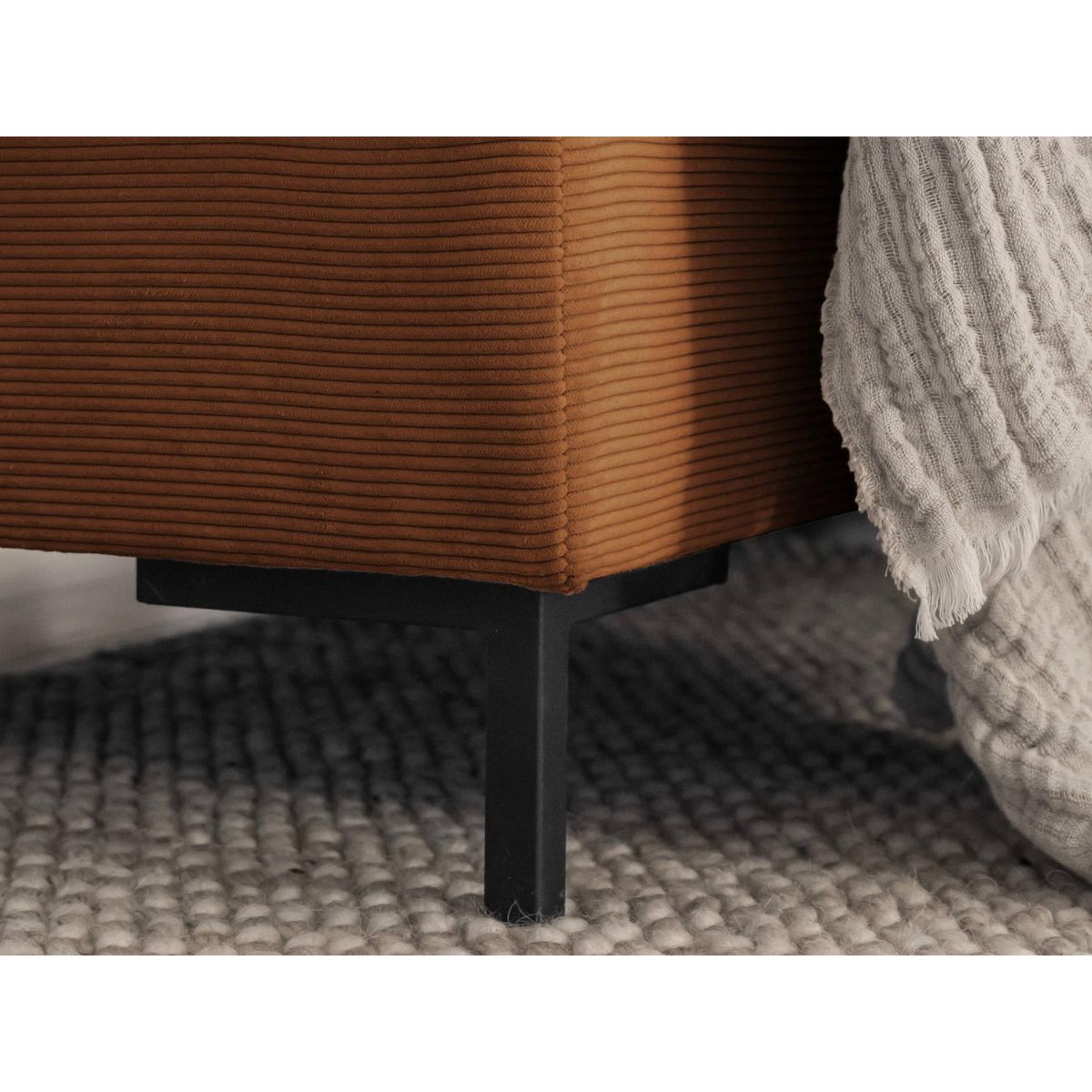 BEST MOBILIER Lilly - canapé panoramique d'angle gauche - 7 places - convertible avec coffre - en velours côtelé