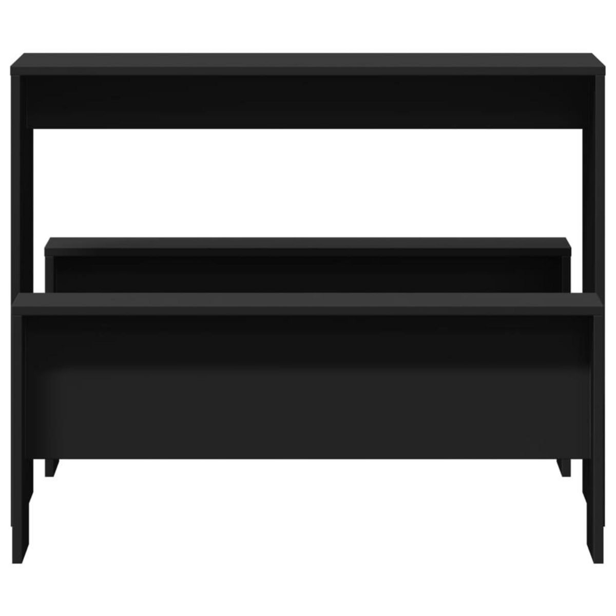 VIDAXL Ensemble table a manger et bancs 3 pcs noir bois d'ingenierie