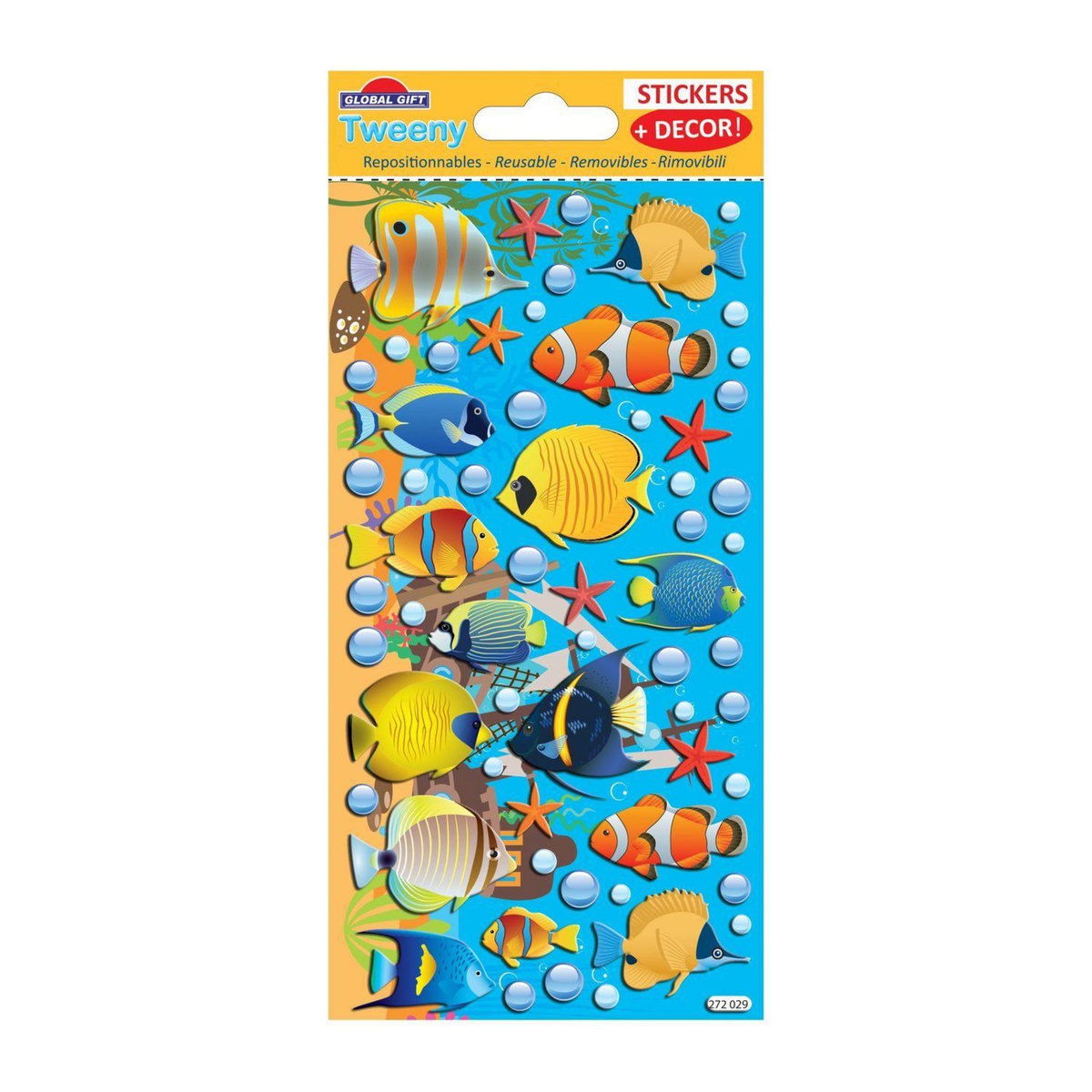 GLOBAL GIFT Scène à décorer pour enfants - Sous l'océan ! - Stickers Puffies