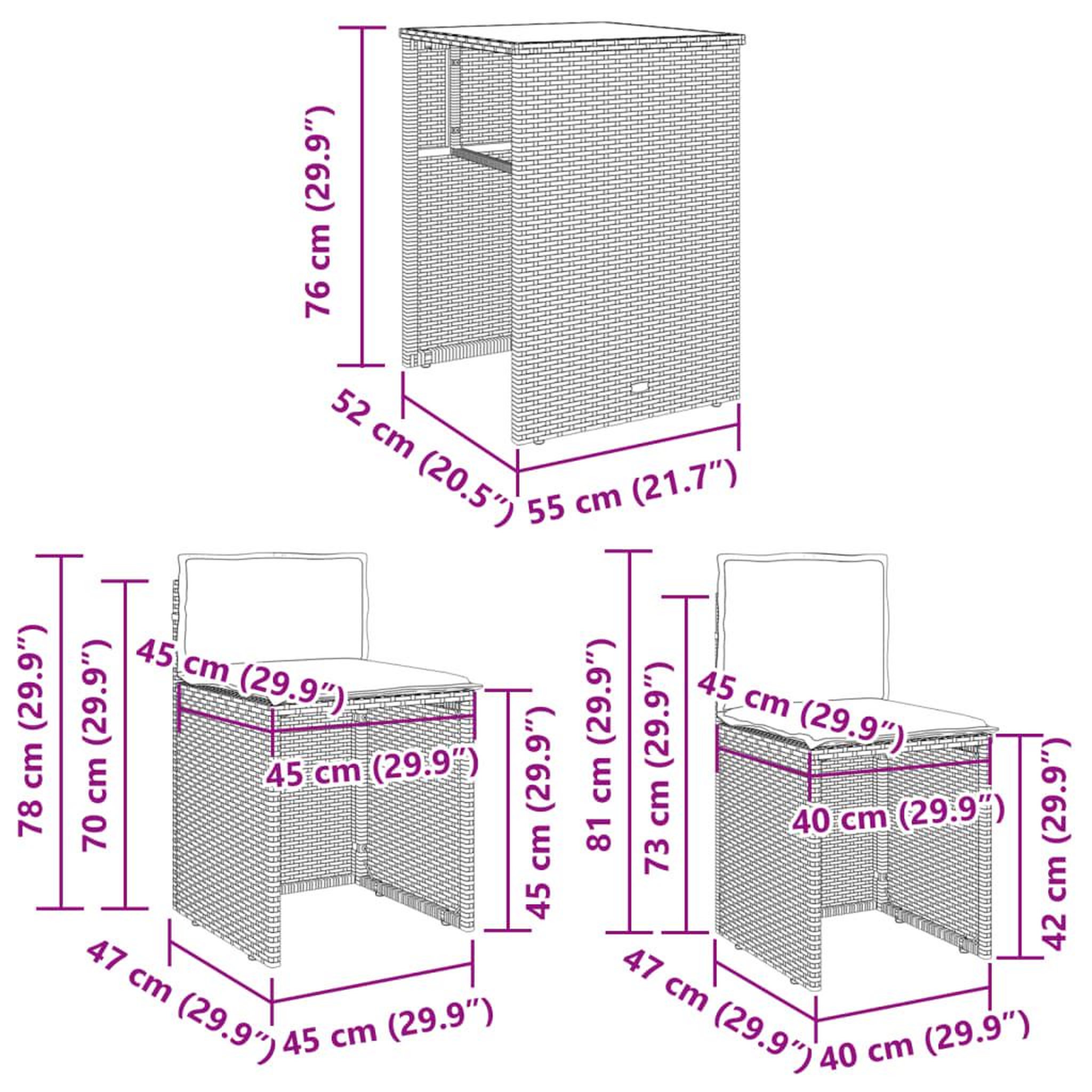 Voir la diapositive 6 : VIDAXL Ensemble de bistro 3 pcs avec coussins beige resine tressee