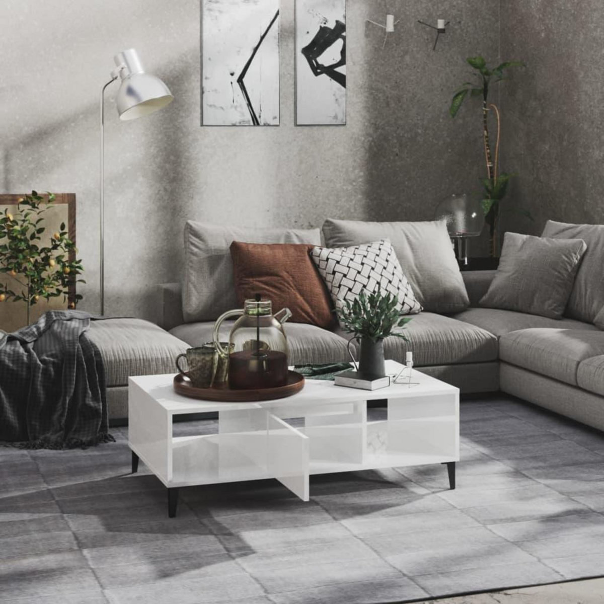 VIDAXL Table basse blanc brillant 103,5x60x35 cm bois d'ingenierie