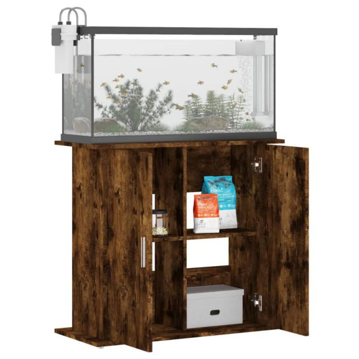 VIDAXL Support pour aquarium chêne fumé 81x36x73 cm bois d ingénierie