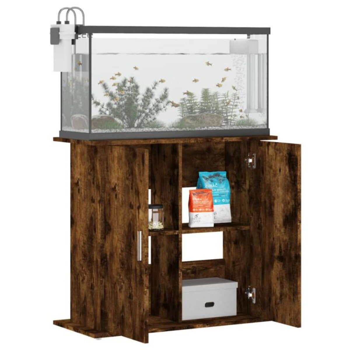 VIDAXL Support pour aquarium chêne fumé 81x36x73 cm bois d ingénierie