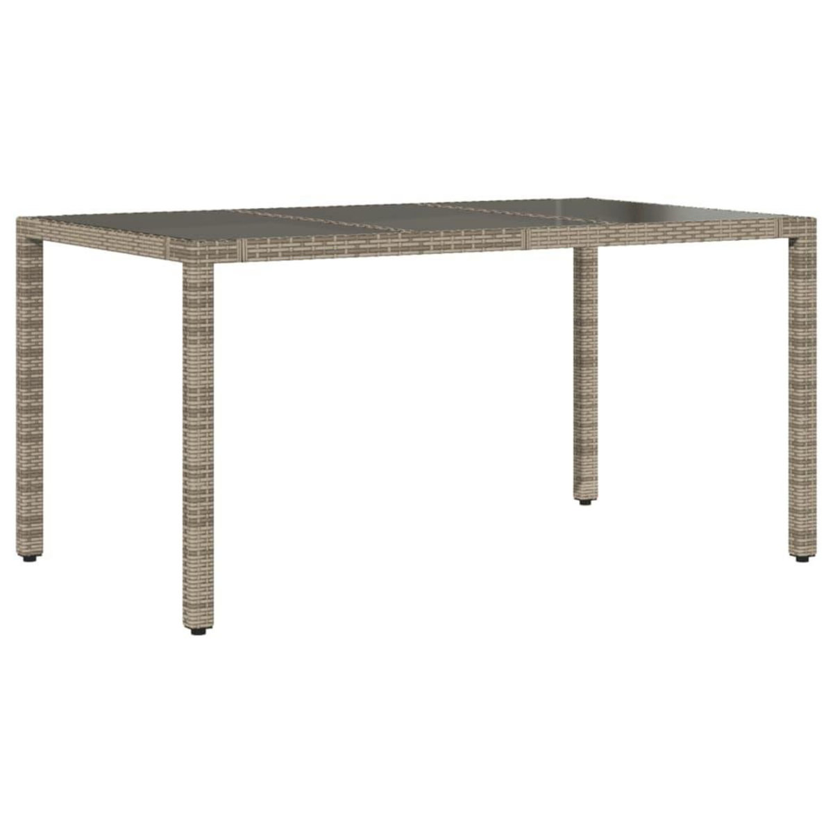 VIDAXL Table de jardin dessus en verre Gris 150x90x75cm Resine tressee