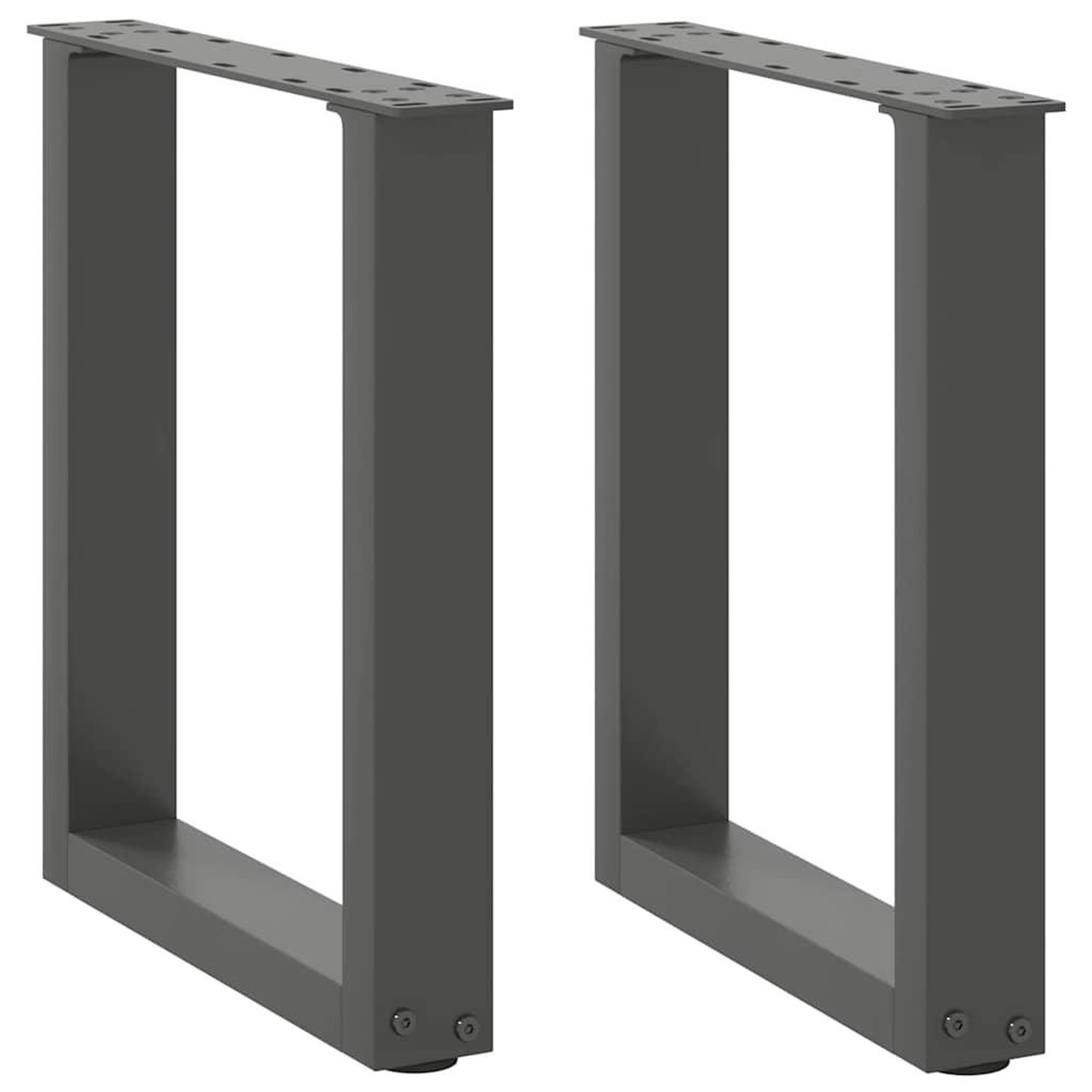 VIDAXL Pieds de table basse forme de U 2 pcs anthracite 28x(42-43) cm