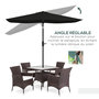 Voir la diapositive 4 : OUTSUNNY Parasol rectangulaire inclinable de jardin avec manivelle métal polyester haute densité anti UV 50+ noir