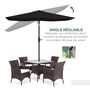 Voir la diapositive 4 : OUTSUNNY Parasol rectangulaire inclinable de jardin avec manivelle métal polyester haute densité anti UV 50+ noir
