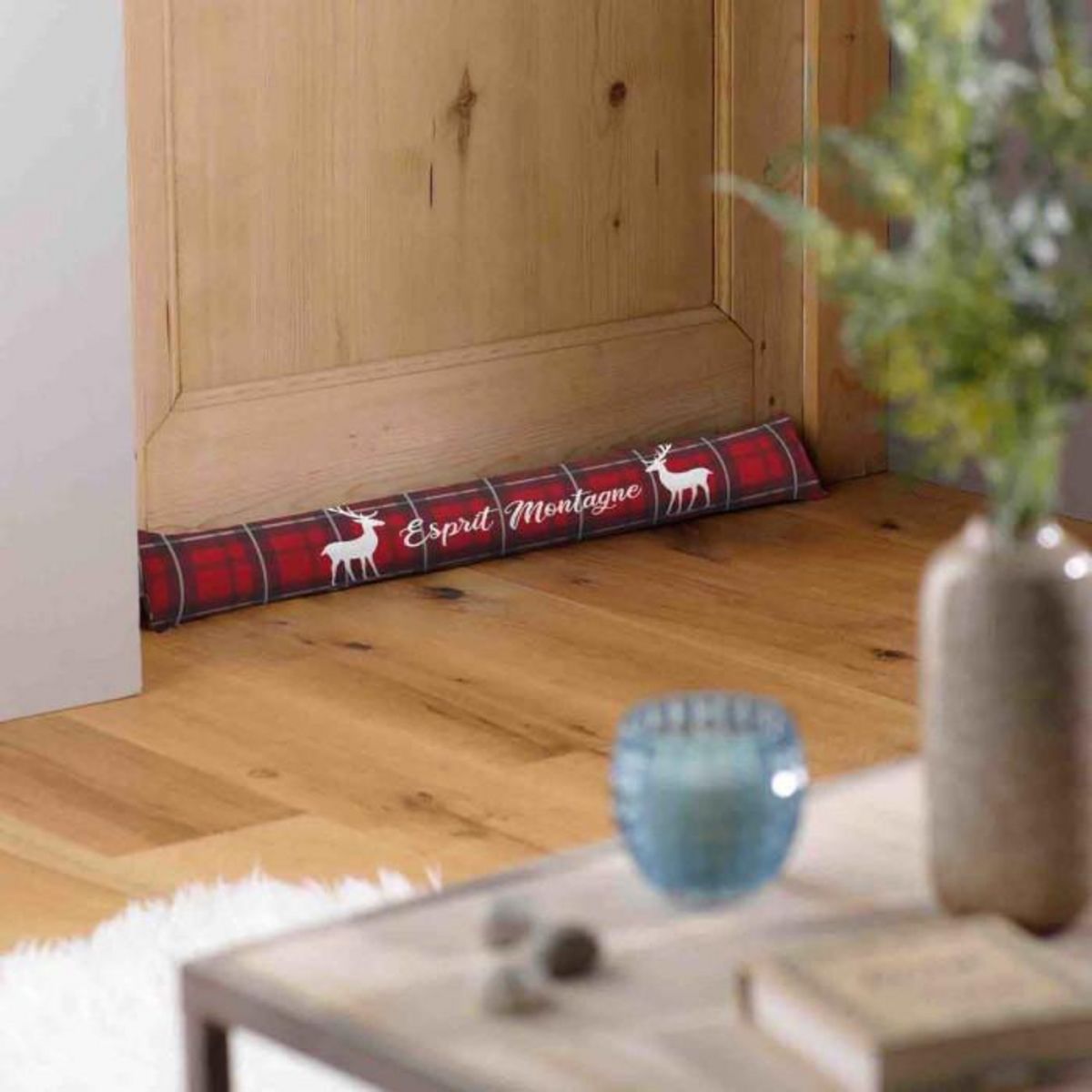 Paris Prix Boudin Bas de Porte  Heidi  80cm Gris & Rouge