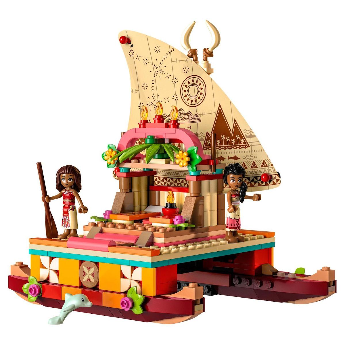 LEGO Disney Princess 43210 Le bateau d'exploration de Vaiana, Jouet avec Mini-Poupée Sina, et Figurine Dauphin