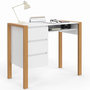 Voir la diapositive 1 : ID MARKET Bureau scandinave HUGO avec 3 tiroirs et niche blanc et bois
