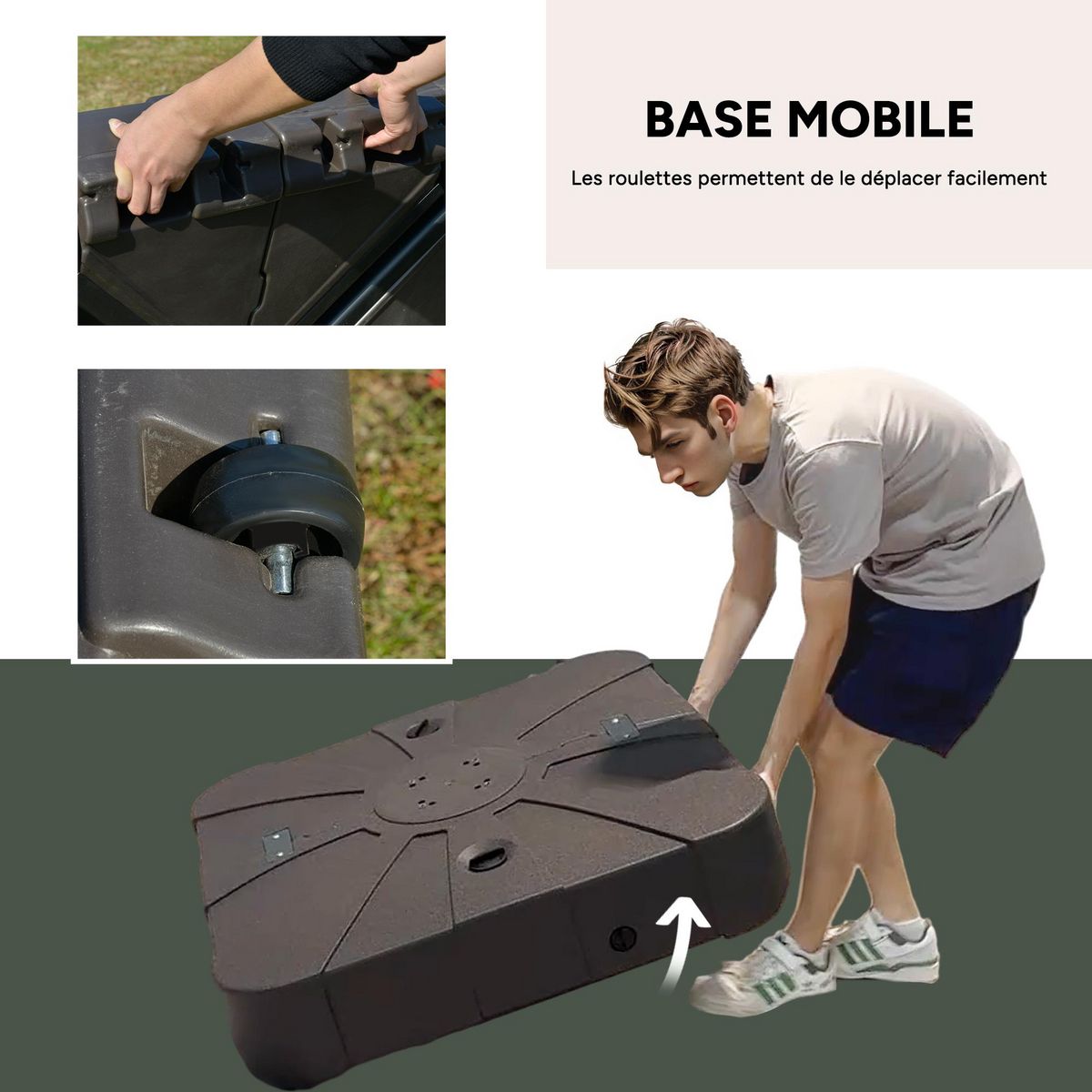 OUTSUNNY Pied de parasol déporté base de lestage parasol déporté dim. 88L x 88l x 19H cm HDPE gris