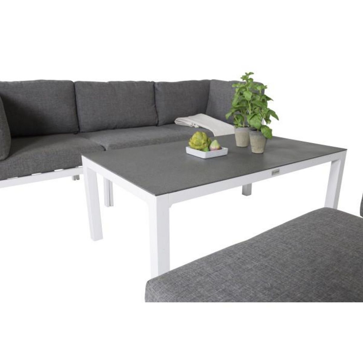 Paris Prix Salon de Jardin Modulable 5 Places  Copacabana  120cm Gris & Blanc