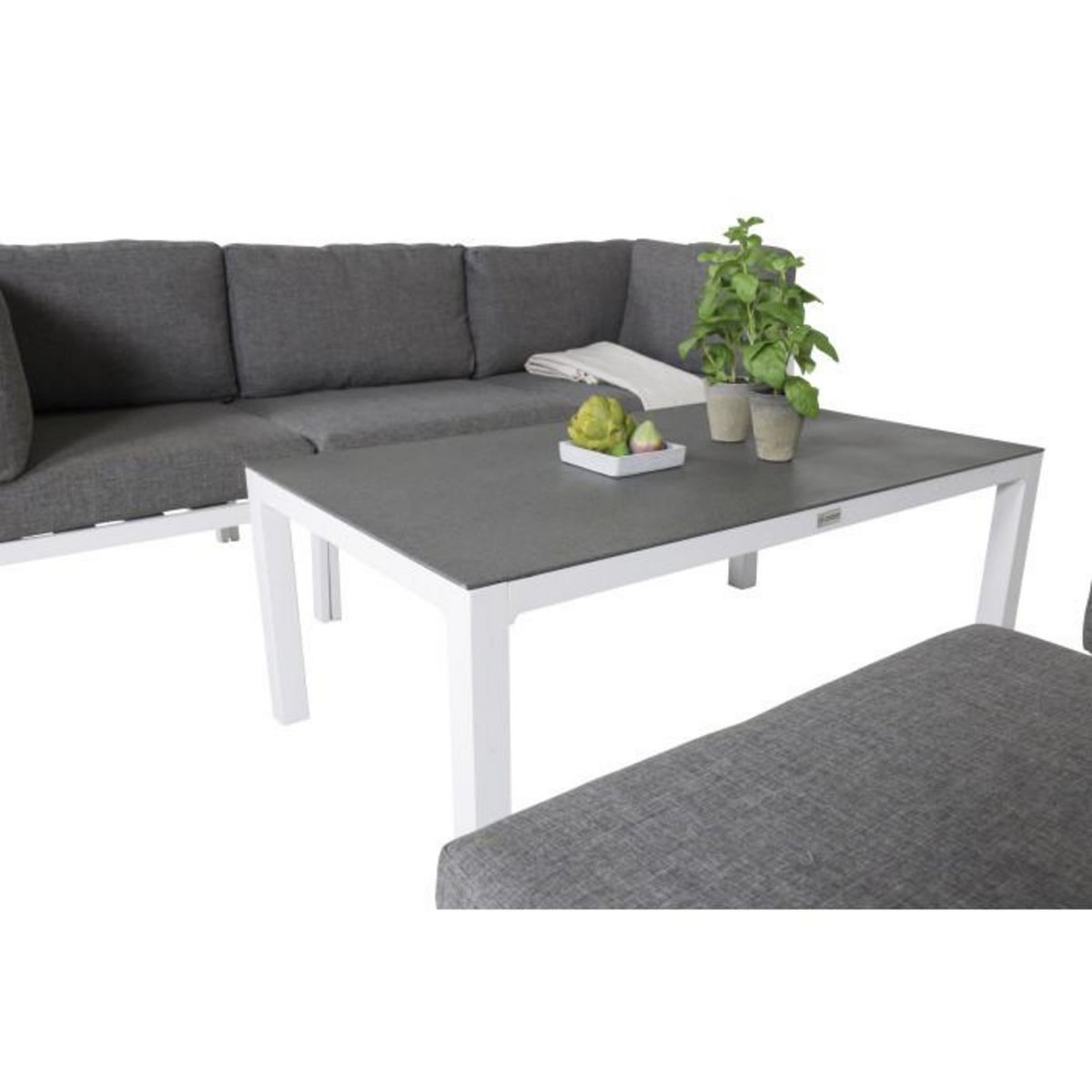 Paris Prix Salon de Jardin Modulable 5 Places  Copacabana  120cm Gris & Blanc