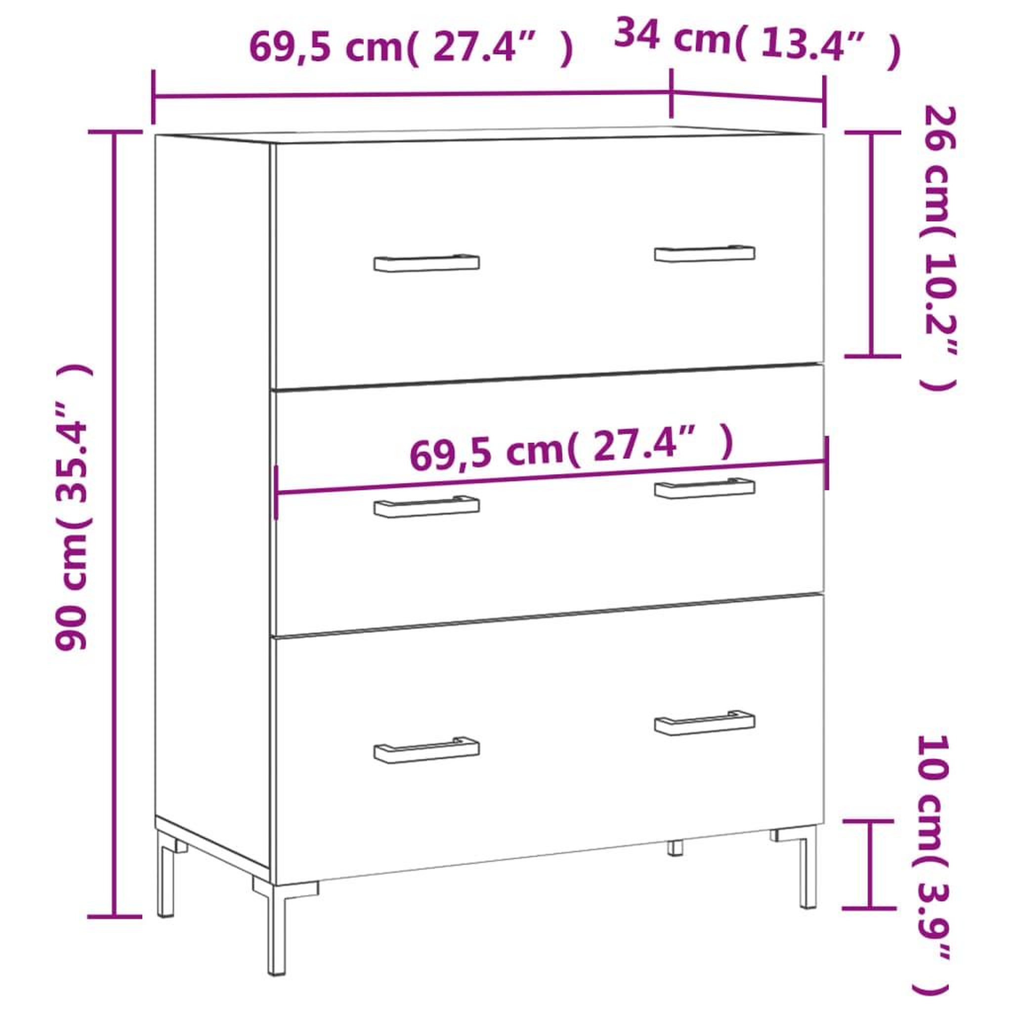 Voir la diapositive 6 : VIDAXL Buffet gris beton 69,5x34x90 cm bois d'ingenierie
