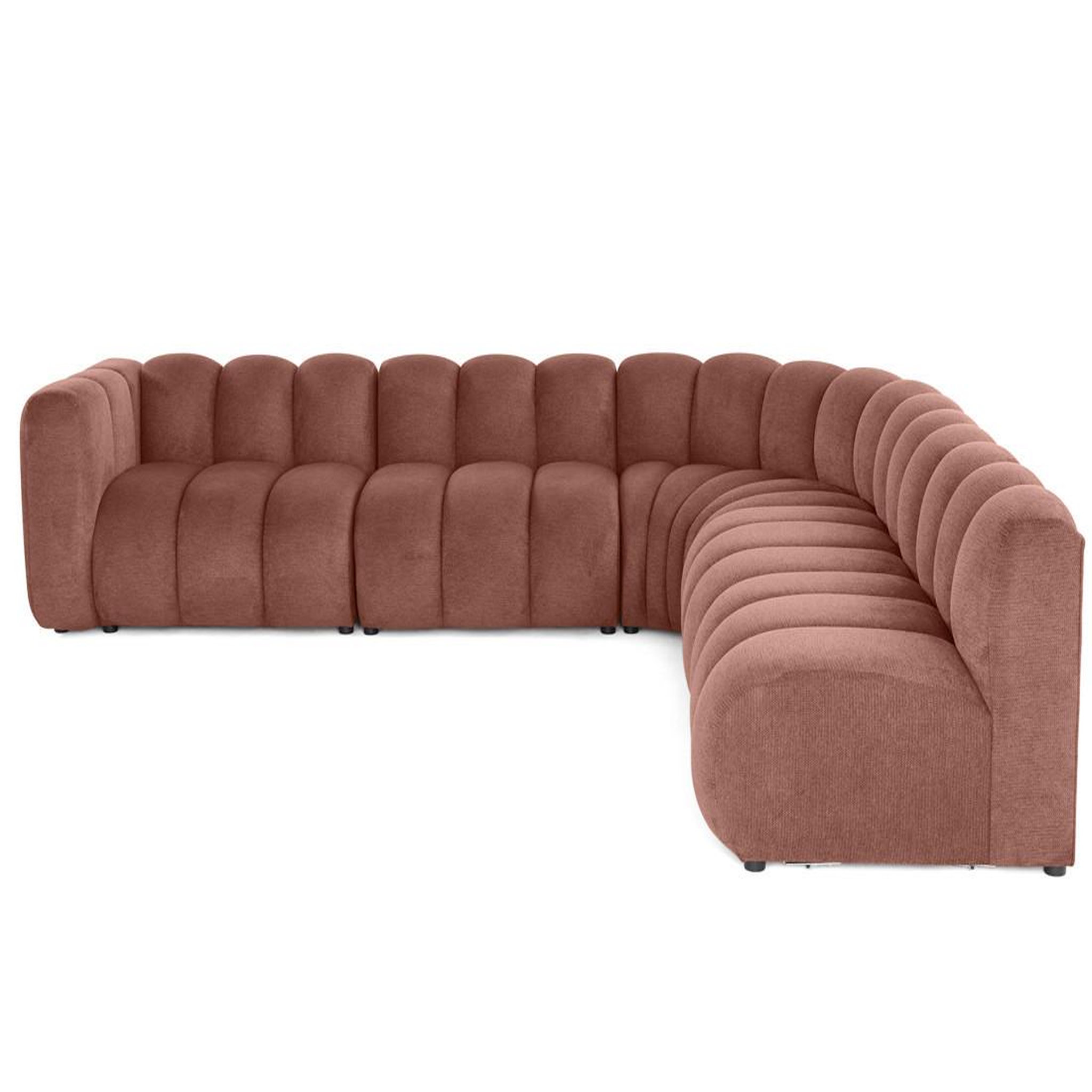 Voir la diapositive 1 : LISA DESIGN Debbie - canapé modulable d'angle droit 5 places en tissu texturé