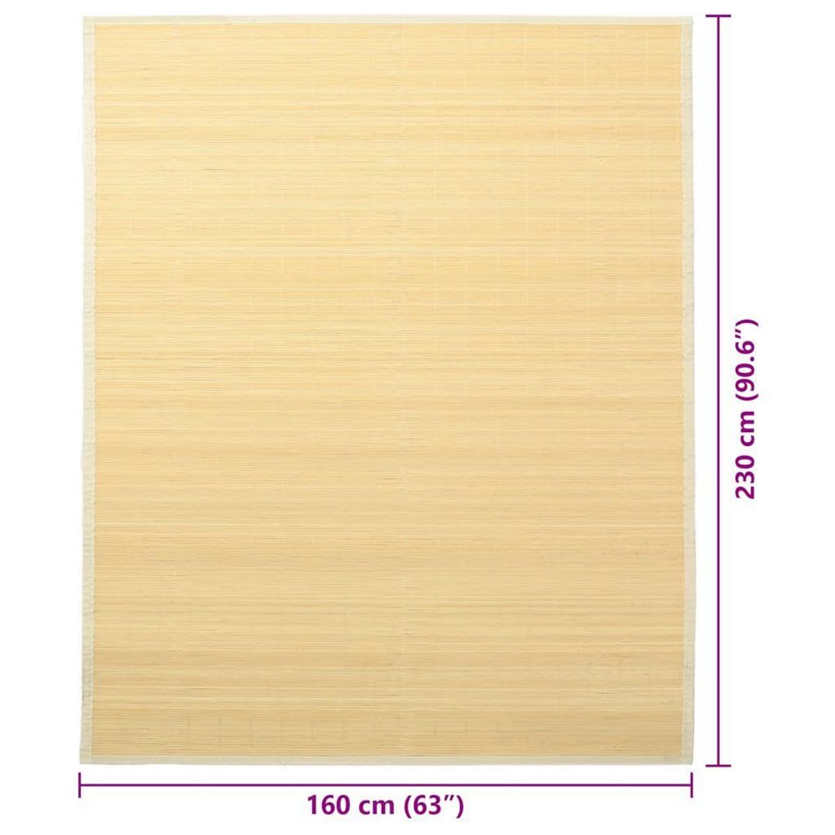 VIDAXL Tapis en bambou 160x230 cm Naturel