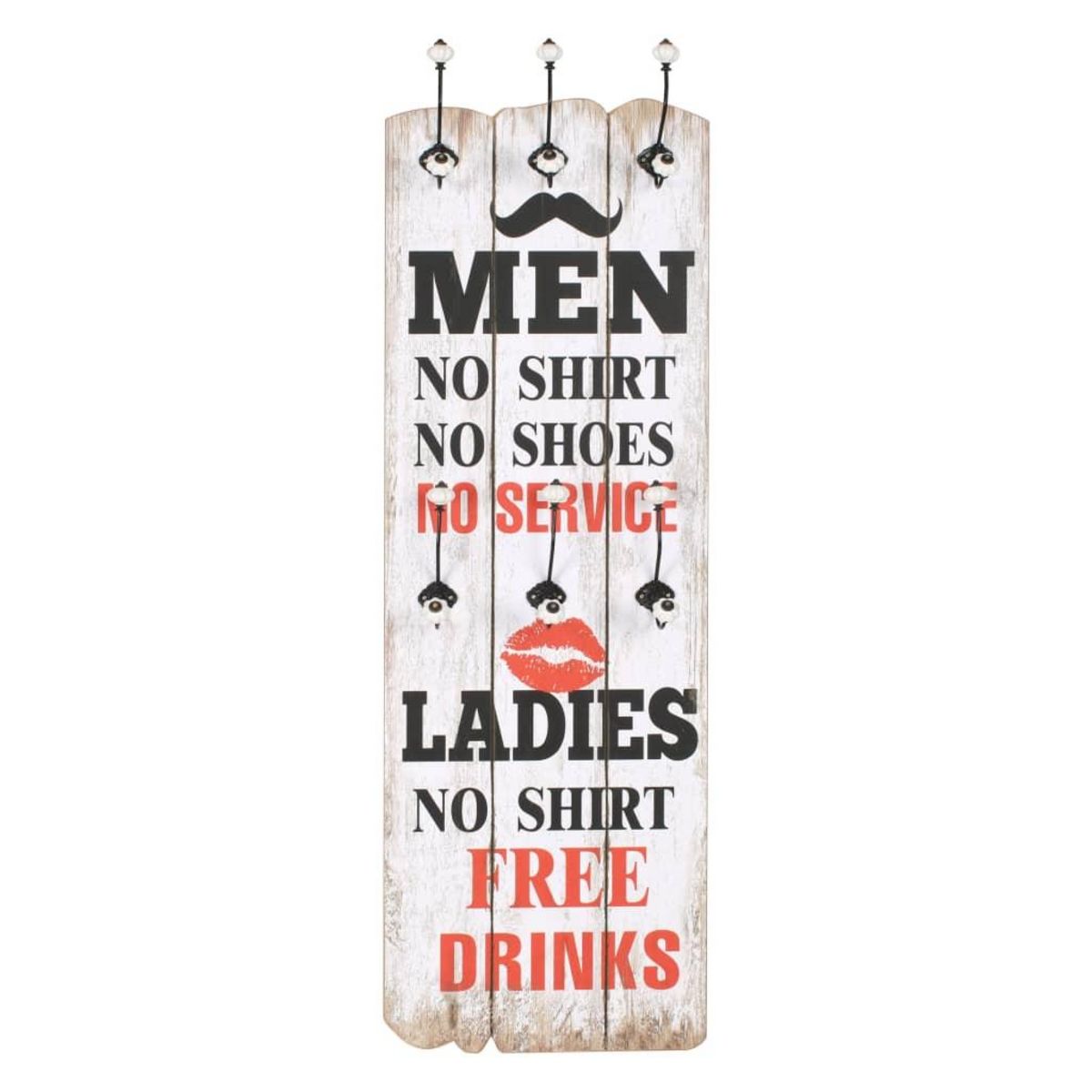 VIDAXL Porte-manteau mural avec 6 crochets 120 x 40 cm MEN LADIES