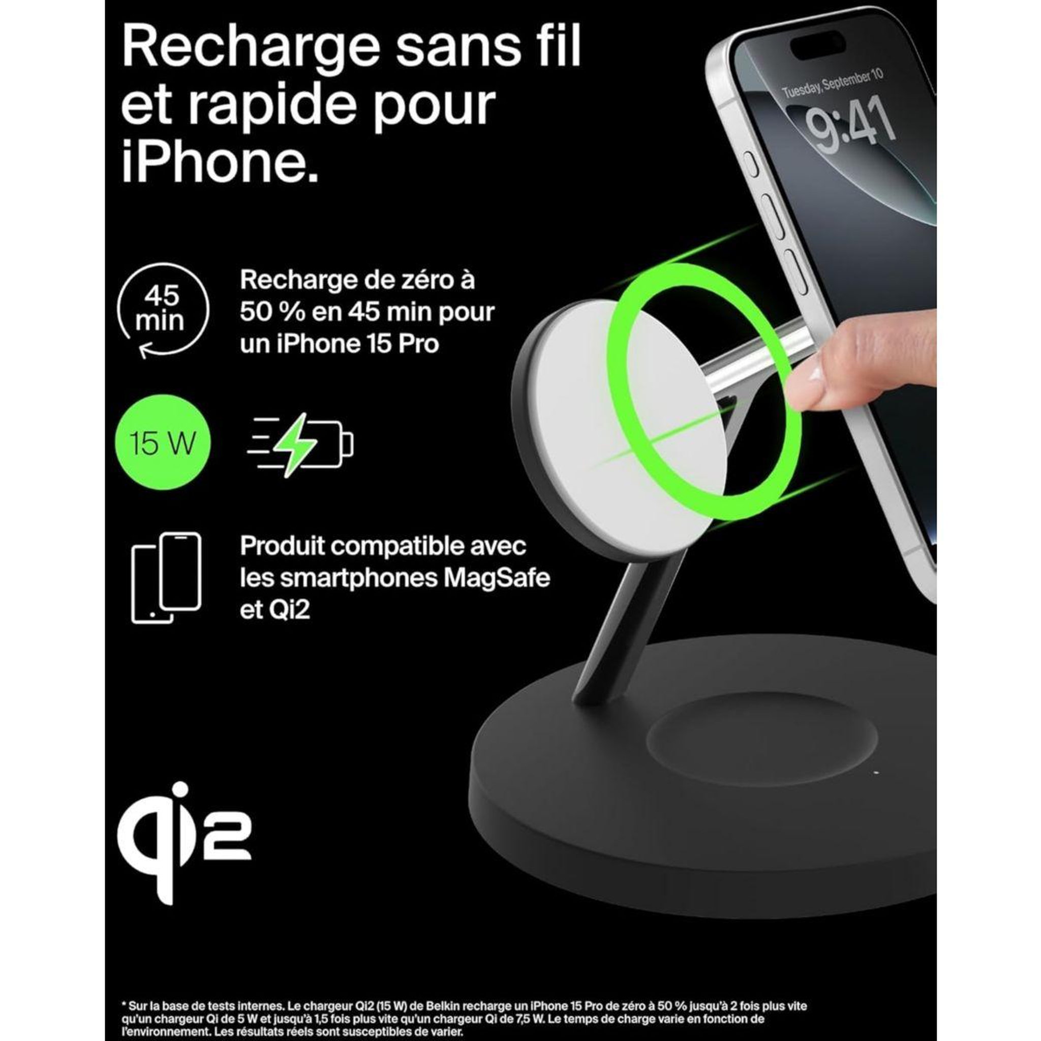 Voir la diapositive 3 : Belkin Chargeur induction 15w boost charge pro 3en1 qi2 noir