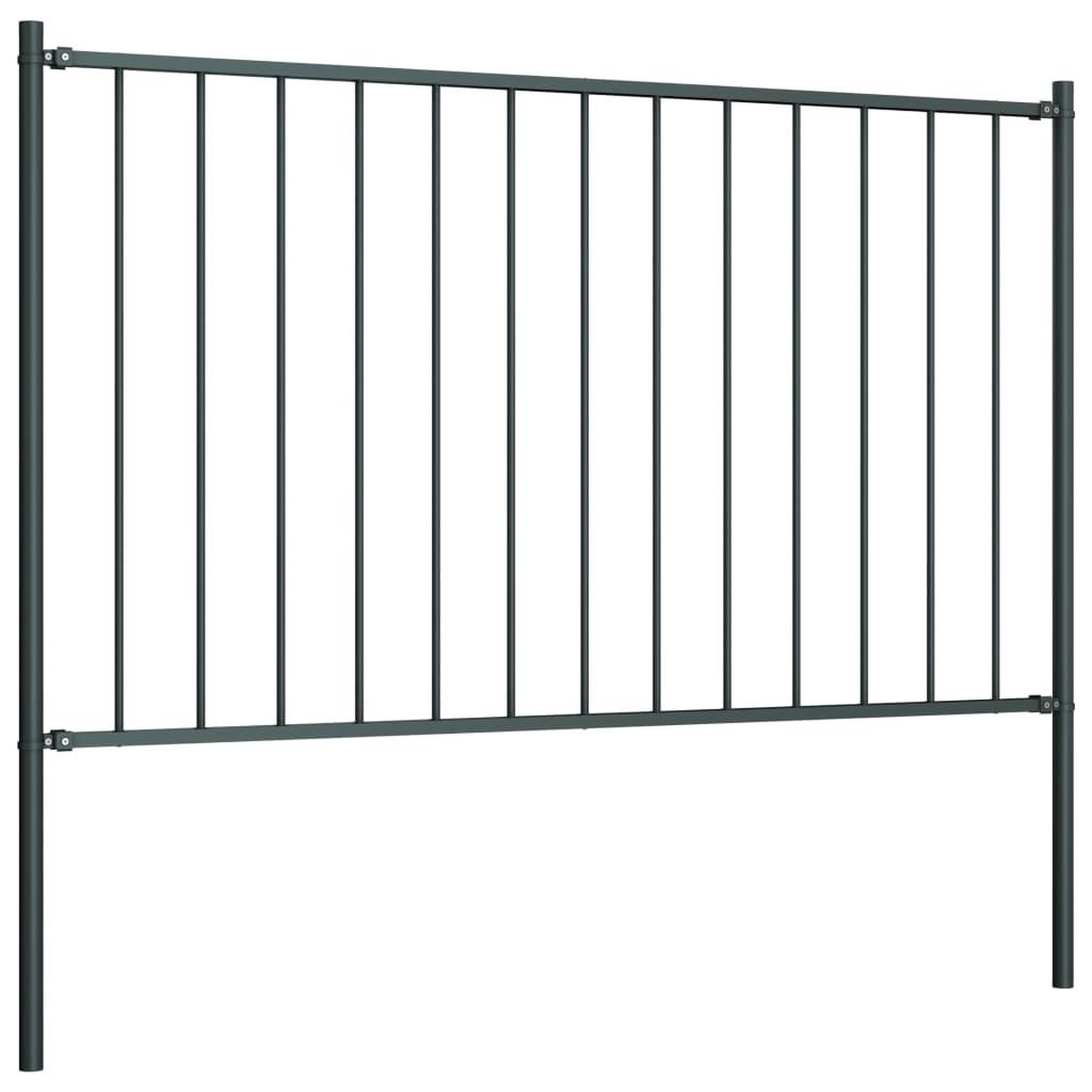 Voir la diapositive 2 : VIDAXL Panneau cloture poteau Acier enduit poudre 1,7x1,25m Anthracite
