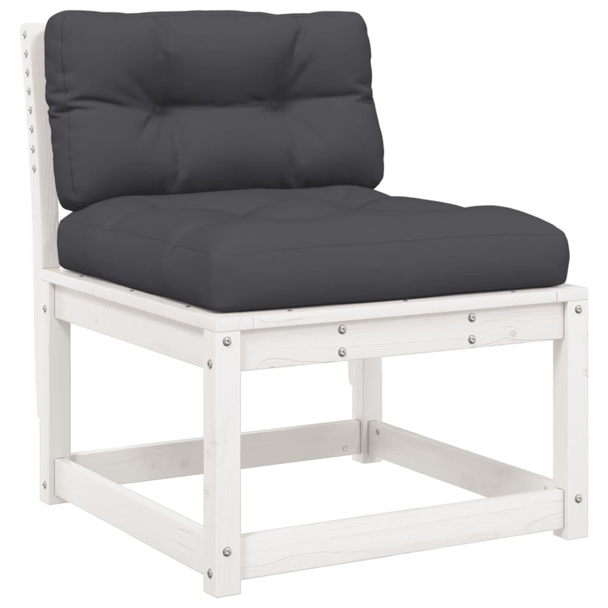 Voir la diapositive 3 : VIDAXL Salon de jardin 5 pcs avec coussins blanc bois massif de pin