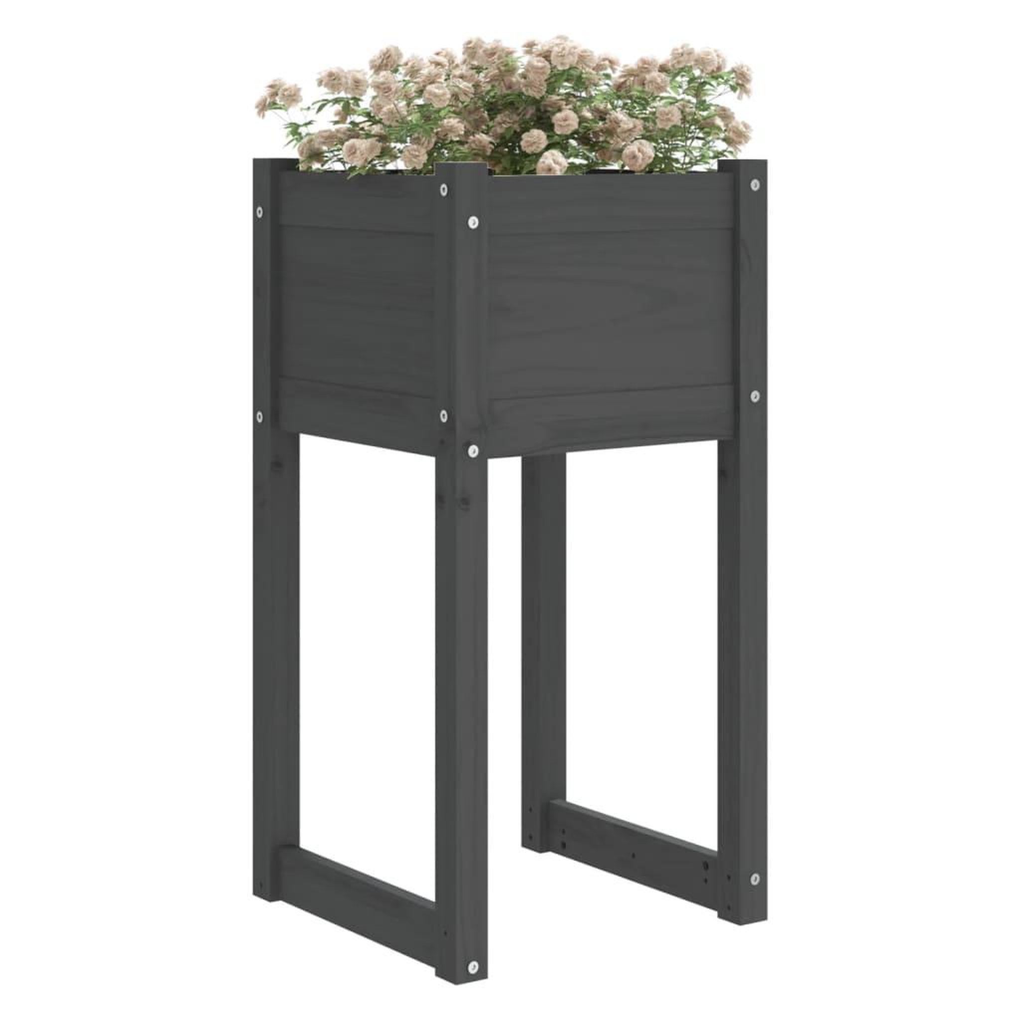 Voir la diapositive 3 : VIDAXL Jardiniere Gris 40x40x81 cm Bois massif de pin