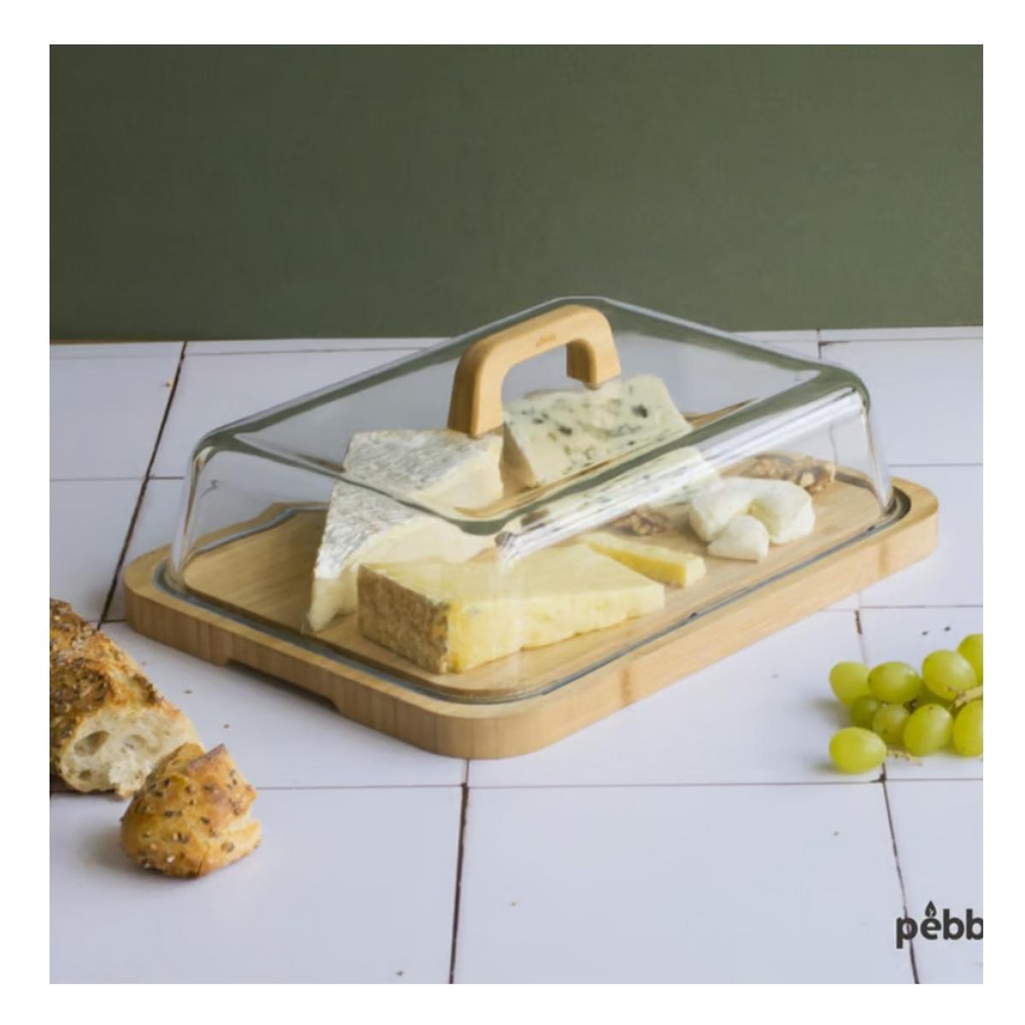 Voir la diapositive 2 : PEBBLY Cloche à fromage en bambou - NBA183