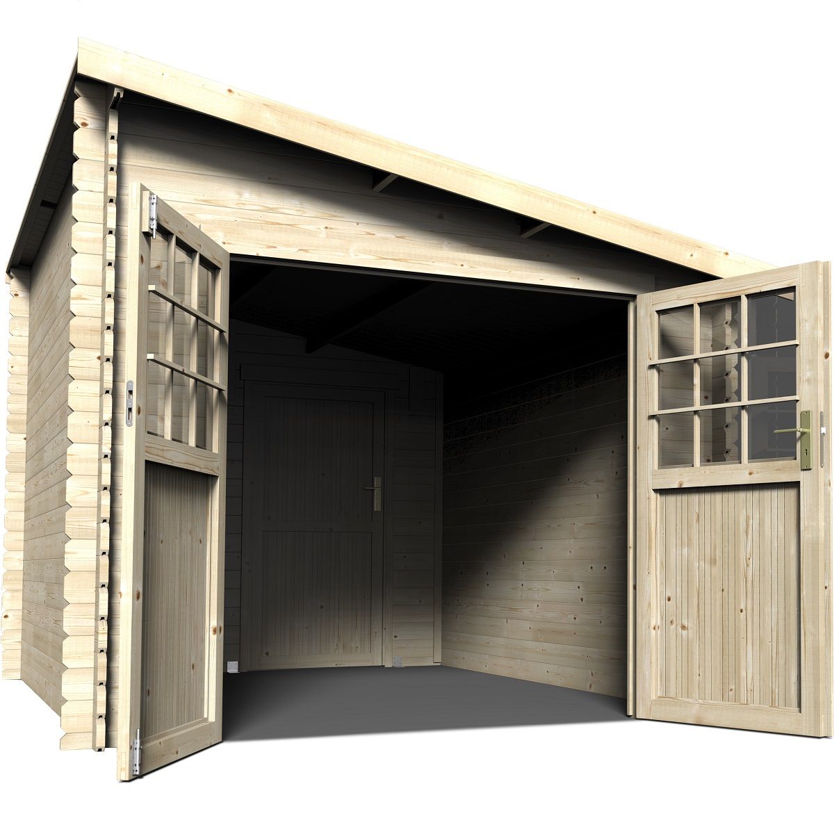 Abri jardin bois adossable traversant Ventspils / 7.29m² / 28mm