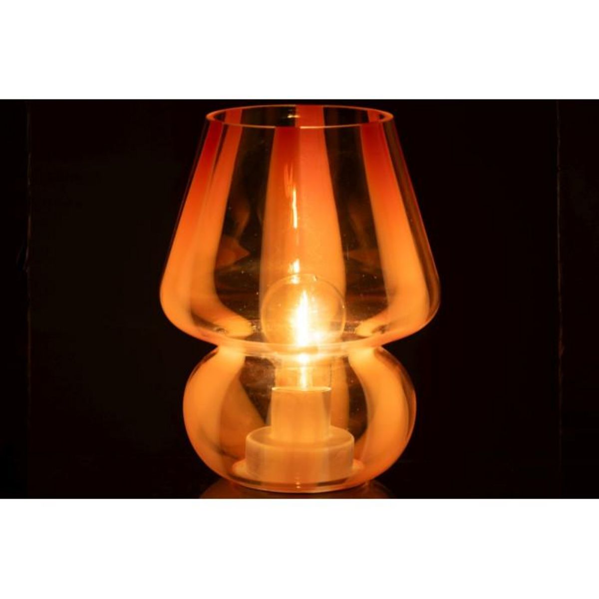 Paris Prix Lampe à Poser Rayures en Verre  Ophelie  19cm Orange